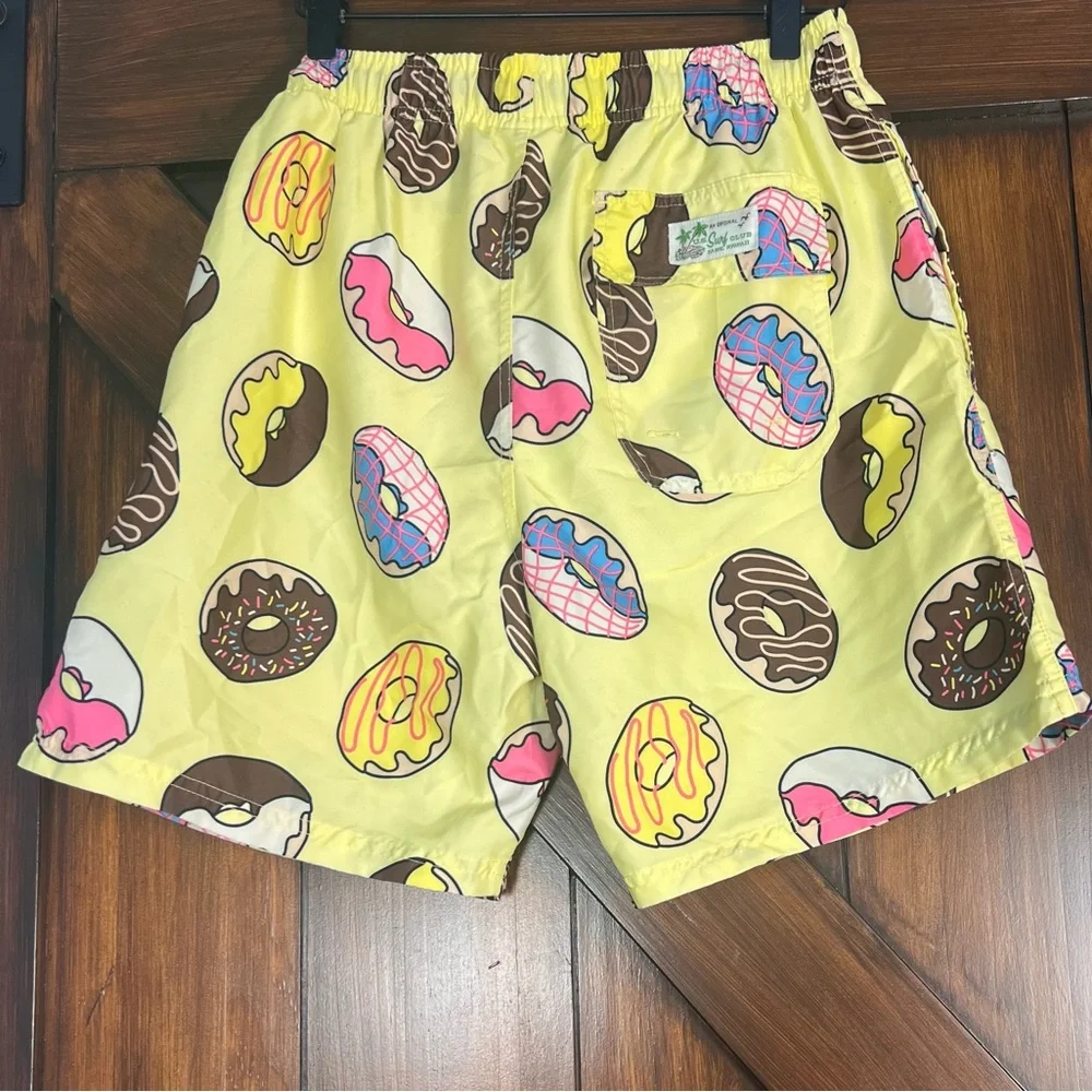 U.S. Surf Club Colorful Donut Print Swim Shorts‎ With Mesh Netting Men's Small